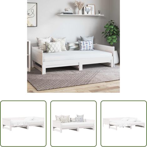 Lit de jour moderne - Lit Pull-out de Jour Blanc 180 x 200 cm Pin massif (1/5)