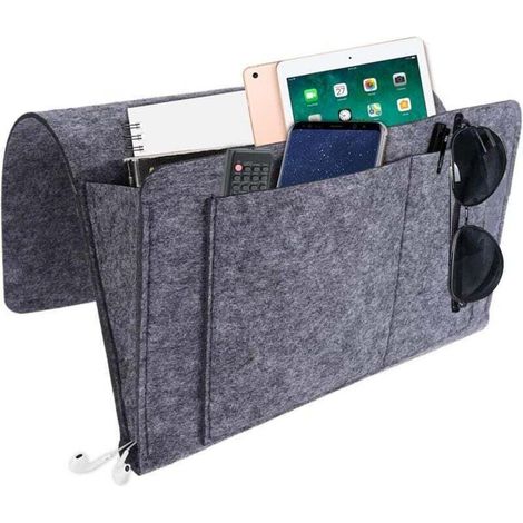 Sac de rangement pour table de chevet, sac de rangement pour accoudoir de canapé, sac de rangement pour télécommande, sac de rangement de bureau, gris foncé (1/4)