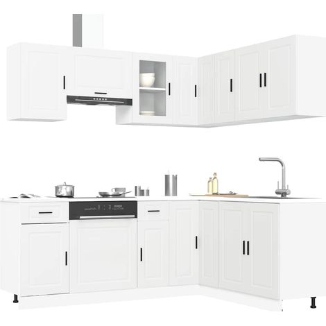 11 Piece Kitchen Cabinet Set Porto White Engineered Wood vidaXL
