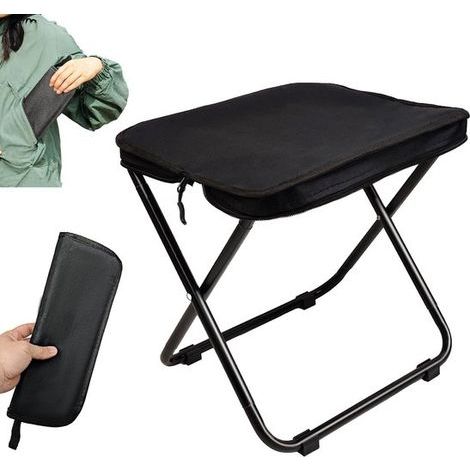 Longziming - Chaise pliante - Chaise de camping - Tabouret pliant - Chaise de pêche - Tissu Oxford 1000D - Structure en acier de 1,5 mm - Poids plume : 590 g - Sac de rangement inclus - Noir (1/5)