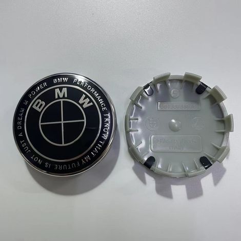 Cache moyeu de roue BMW 68 mm lot de 4, emblème centre de jante noir brillant compatible Série 1 3 5 7 X1 X3 X4 X5 X6, logo automobile personnalisé