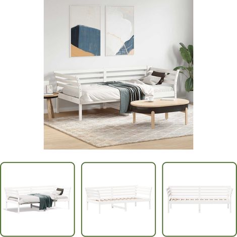 vidaXL Bois de pin - Lit de jour sans matelas blanc 90x190 cm bois de pin massif (1/5)