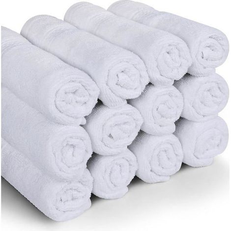 Gant De Toilette - 100 % Coton - 30 X 30 Cm - Pour Visage Et Mains - Lot De 12 (1/5)