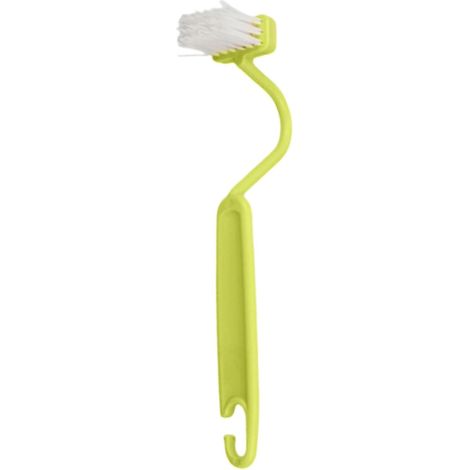 Brosse en forme de S à poils souples Brosse coudée pour le nettoyage des toilettes, des cuisines et des salles de bain, vert (1/5)