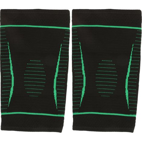 2 Pièces Genouillère Nylon Tricot Respirante Chaud Sport Course Homme Femme Vert Taille S (1/5)