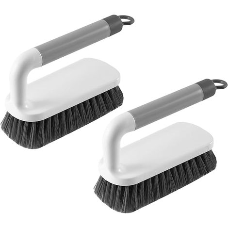 2 Pack Scrub Brush, Scrubbing Cleaning Brushes, Heavy Duty Cleaning Brushes with Handle, for Shower, Bathroom, Carpet, Kitchen and Bathtub Scrubber (Grey)
