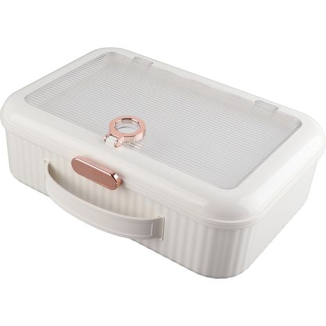 Boîte de rangement pour documents multifonctionnelle, grande capacité, deux niveaux, organiseur de certificats avec doublure, blanc (1/5)