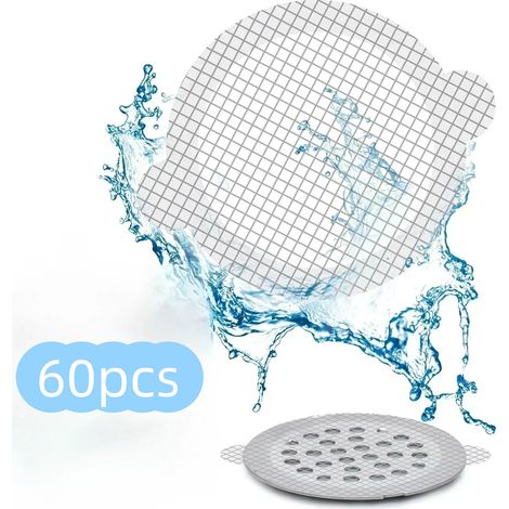 Lot de 60 grilles de douche jetables pour récupérer les cheveux - filtre de bonde détachable, pour douches et baignoires, couvercle anti-obstruction (1/5)
