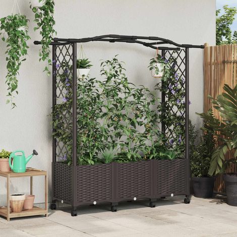 Teenpull – Hochbeet mit Rankgitter und Dach Braun 164 x 40 x 144 cm PP (1/5)