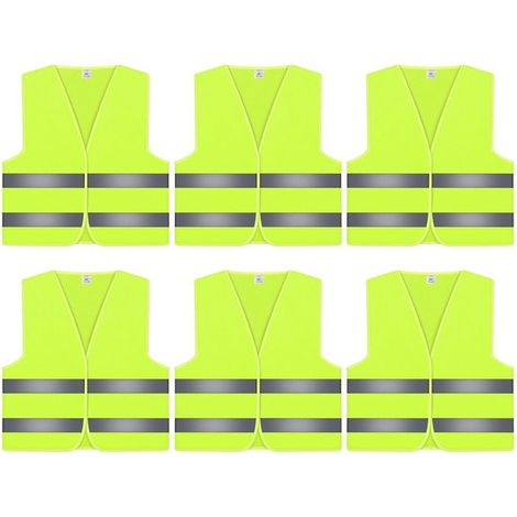 Gilet de sécurité réfléchissant à 360° - Petit gilet de sécurité - Gilet réfléchissant - Vert fluorescent - Lot de 6 - Polyester haute qualité - Gilet réfléchissant vert (1/5)