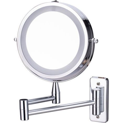 Miroir mural Miroir Lumineux à Bascule à LED, Transparent Double Face, Rotation Multi-Angle, Tactile dimmable, Pliage télescopique Finition Chromée pour Salle de Bain,Hotel - RWRépulsif pour
