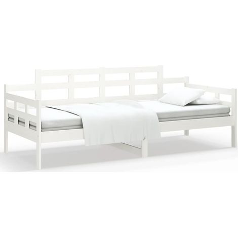 Lit de jour,Lit simple blanc bois de pin massif 80x200 cm CFW51922 (1/5)