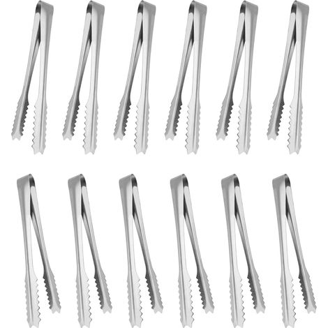 12 pinzas para alimentos, acero inoxidable 304, resistentes al calor y al frío, para buffets de bodas y barbacoas. (1/5)