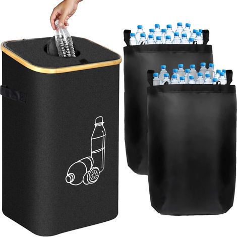Contenedor de reciclaje con tapa abatible oculta, construcción duradera, 100 litros. (1/2)