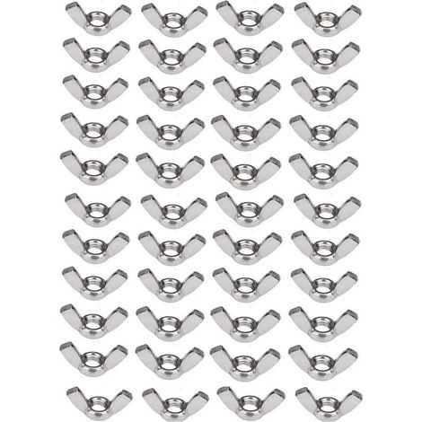 50 x 304 jeu d'écrous à oreilles en acier inoxydable M6 (1/4 pouce) écrou papillon matériel de fixation à torsion à la main (1/5)