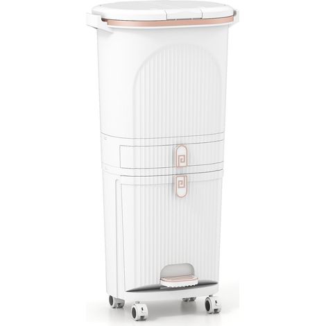 Basurero de cocina de 42 l con tapa, clasificador de 3 niveles, color blanco (1/5)