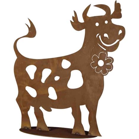 Deko Lustige Kuh aus Stahlblech Naturrost in braun, H 60 cm