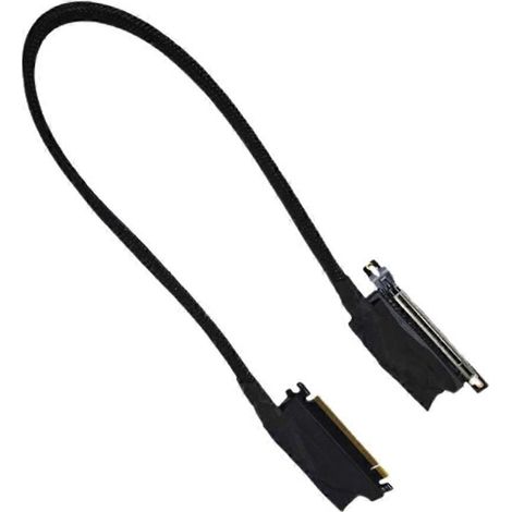 PCIe 5.0 x16 auf x16 Verlängerungskabel für NVIDIA RTX 50 Grafikkarte (doppelt umgekehrt gebogen, 55 cm) für Servergehäuse, 512 GB (1/5)