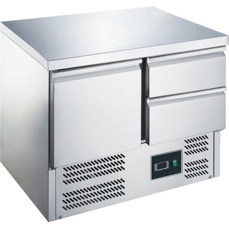 Table réfrigérée - 1 porte - 2 tiroirs - Inox - Saro