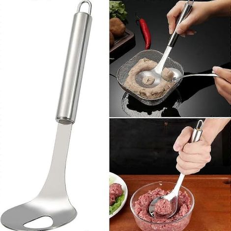 Cuillère à boulettes de viande en acier inoxydable avec pinces, cuillère magique pour boulettes de viande, ustensiles de cuisine, moules à boulettes de poisson Flye245731 (1/4)