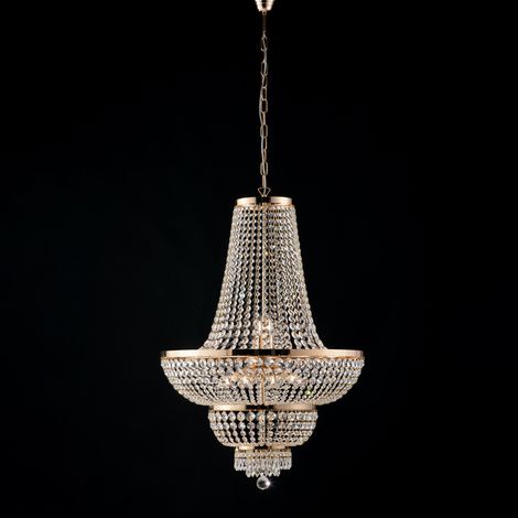 Lampadario imperiale in ferro e ottone Oro con stass dieci luci 65x h95 cm (1/2)