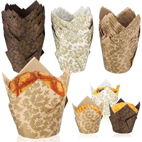 150 pièces de moules à muffins en papier, moules tulipe pour muffins et cupcakes, moules à pâtisserie pour fête de Noël mariage anniversaire, style imprimé -,Parent,Style D'impression (1/5)