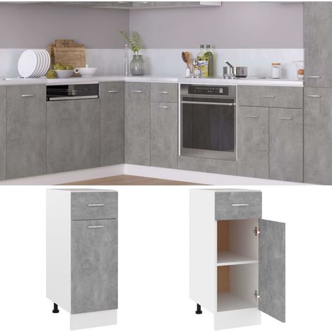 Meuble Elément de Cuisine,Armoire de plancher à tiroir,Meuble de Cuisine Rangement Gris béton 30x46x81,5 cm Aggloméré -80793 (1/5)