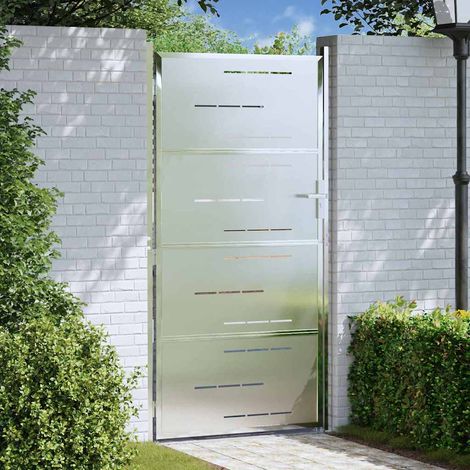 Garden Gate 85 x 174 cm Stainless Steel Silver Lockable vidaXL (1/5)