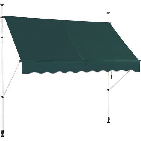 Store banne rétractable pour balcon, 250 cm, résistant aux UV, vert