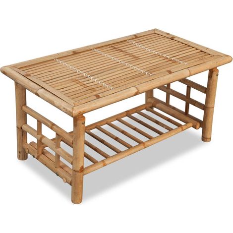 Mesa de centro estilo tropical 90 x 50 x 45 cm bambú marrón DEC037767
