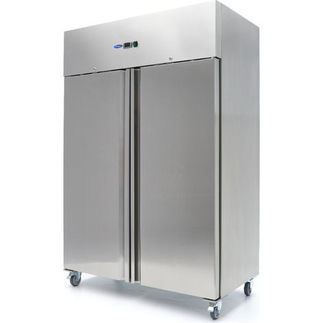 Réfrigérateur - 800 L - 6 étagères réglables - acier inoxydable - sur roulettes - Maxima (1/2)