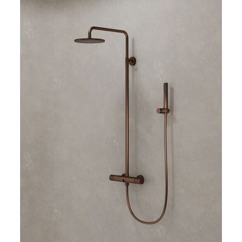 Colonne de douche murale avec mitigeur Or rose brossé - Leros (1/5)