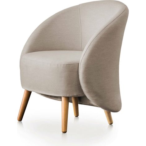 Talamo Italia Chaise longue Annarella, Fauteuil design pour le salon, 100% Made in Italy, Fauteuil relax en tissu rembourré, Cm 70x60h80, Tourterelle, avec emballage renforcé
