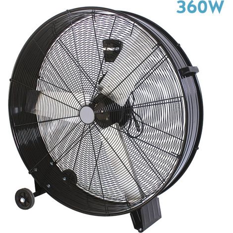 Abrila - Ventilatore industriale MAXIMUM , nero con 3 velocità regolabili, 360W con ruote