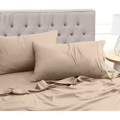 Bedding Lit 150x200 Draps Lit 2 Personnes EnsembDraps 4 Beige 150x200 cm 2 Taies d'oreiller 50x75 cm (1/5)