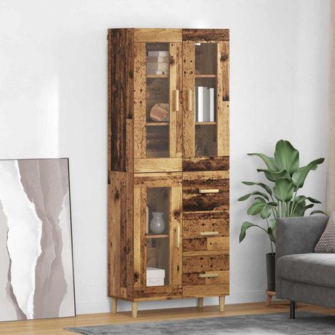 Highboard Altholz 69,5 x 34 x 180 cm Holzwerkstoff