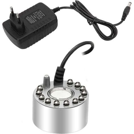 Pulverizador de niebla LED de 12 LED para interiores, ideal para fuentes y estanques, humidificador de aire decorativo - Perfecto para estanques, Halloween y Navidad - Plateado-KZQ