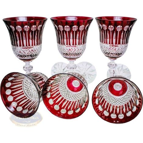 Copas de vino de cristal rubí de 280 ml, estilo francés. (1/5)