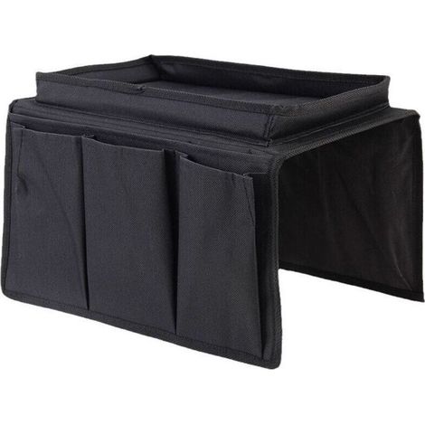 Organiseur Canapé Fauteuil Pliable, Accoudoir de Canapé Sac de Rangement, Sac de Rangement pour Accoudoirs de Canapé, Plateau Organisateur Canapé Accoudoir,noir (1/5)