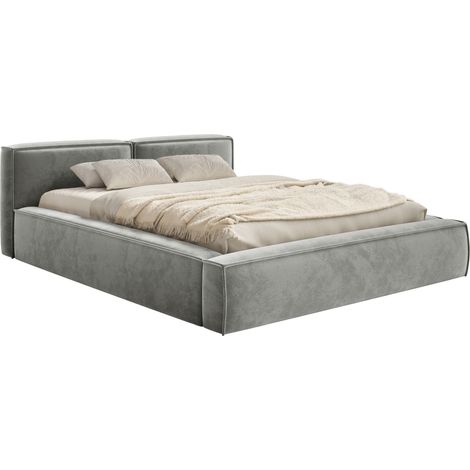 Selsey Tilves Slim – Polsterbett 180x200 mit Bettkasten und Lattenrost, Velours, grau