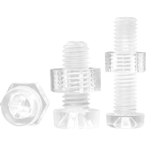 20 Pièces Vis et Écrous, Vis Transparentes M3x15mm, Écrou M3, Vis en Acrylique Transparent et Écrous Hexagonaux pour Électronique (1/5)