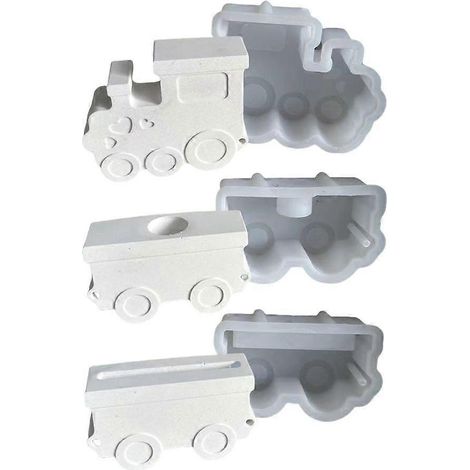Lot de 3 moules en silicone train, moule pour bougie et résine époxy, support chandelier en silicone, moule créatif pour décoration. (1/4)