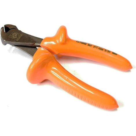 Pince coupante en bout droite isolée 1000V orange 140mm pour fil dur coupe axiale DERANCOURT (1/3)