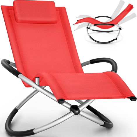 tillvex Tumbona Plegable para Playa Rojo, Jardín Silla Mecedora para Terraza - Reclinable y Regulable Soporta hasta 180 kg