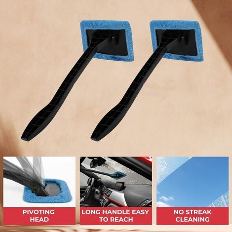 Nettoyage Pare Brise Intérieur - Longue Poignée Nettoyant Pare Brise Voiture Nettoyage Pare Brise Intérieur Élimination de L'humidité du Brouillard - Lot de 2 (1/4)