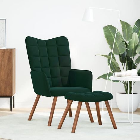 Maison Exclusive - Relaxsessel mit Hocker Dunkelgrün Samt
