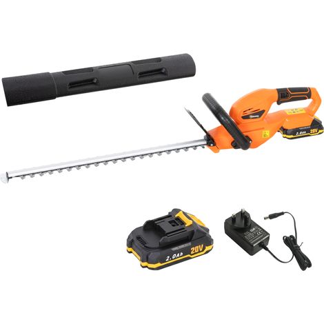 "Outsunny 20"" Cordless Hedge Trimmer with Dual Action Head, 2000mAh Battery"