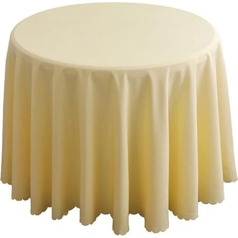 Tovaglia in poliestere, biancheria da tavola, per tavolino da caffè, tavolo da cucina, tovaglia rotonda, stile semplice, beige, diametro 260 cm (1/5)