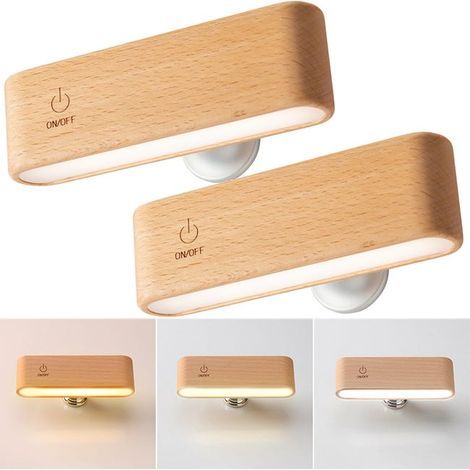 Lot de 2 lampes murales LED rechargeables, veilleuse magnétique à luminosité réglable, lampe de lecture tactile rotative à 360° (1/5)