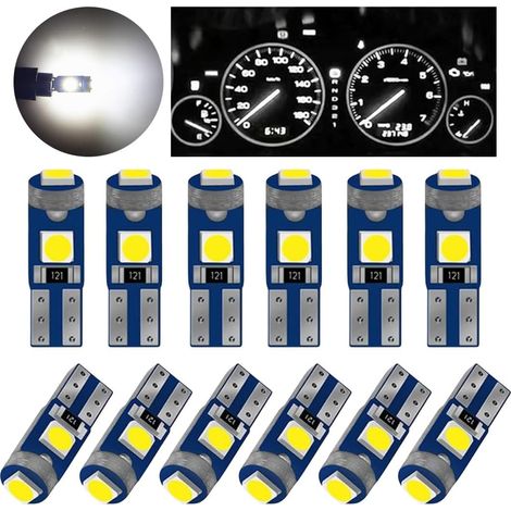 Bombillas LED T5 de repuesto de 12 V, compatibles con intermitentes de coche (blancas)